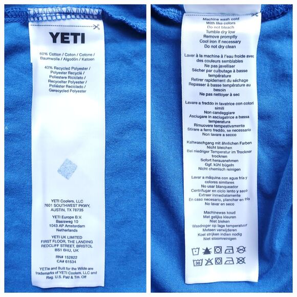 YETI Shirt Size S Blue Austin Texas Built for the Wild Camping Hiking Gym Casual - Picture 10 of 11